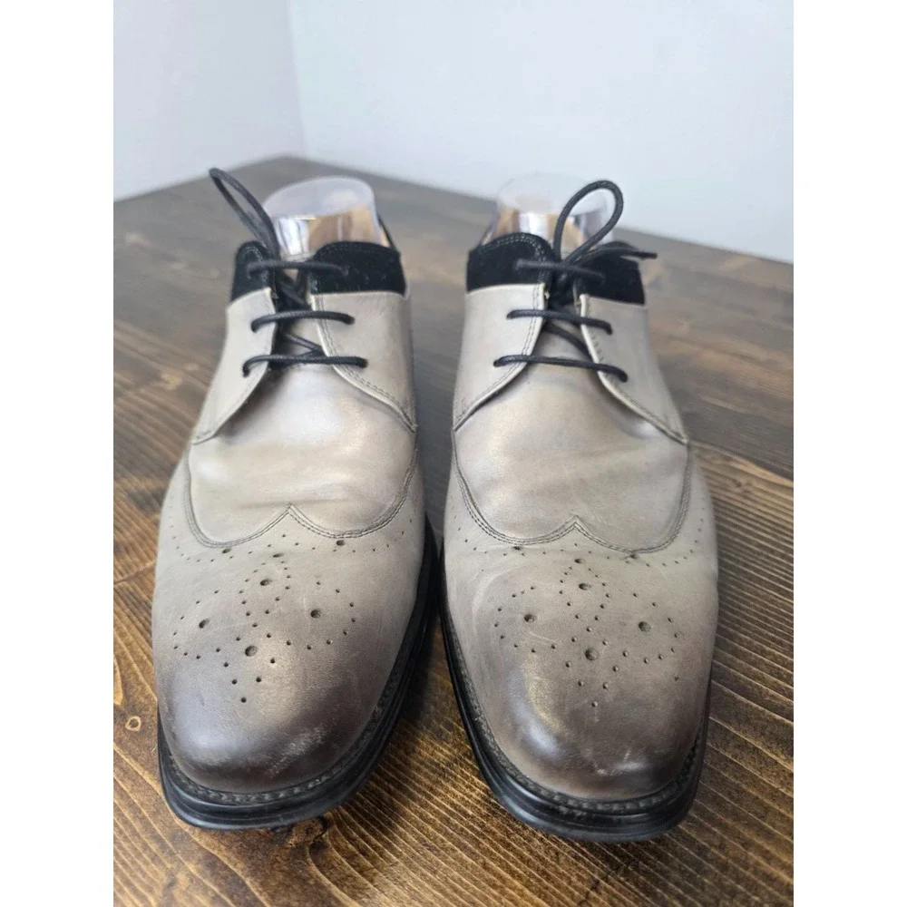 Stacy Adams‎ Men's Dress Shoes Size 10.5 Gray Black Leather Oxford Lace Up 25314